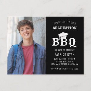 Fiesta de graduación BBQ Invitación a foto en blan