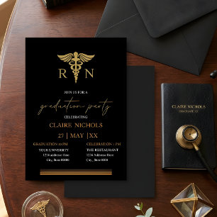 Fiesta de graduación de enfermera/o de oro negro s