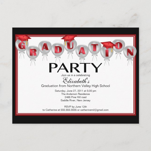 Fiesta de Graduación de Globo Invitación Tapa de G (Anverso)