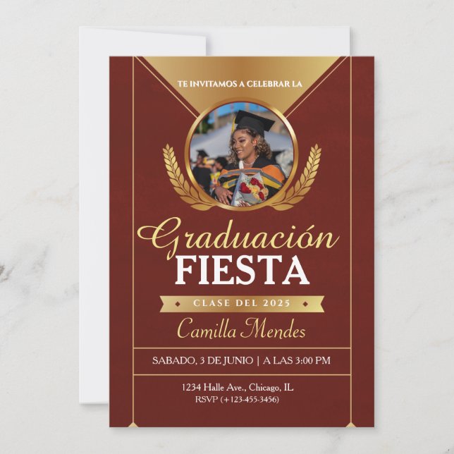 Fiesta de Graduación de Invitación de Graduados Es (Anverso)