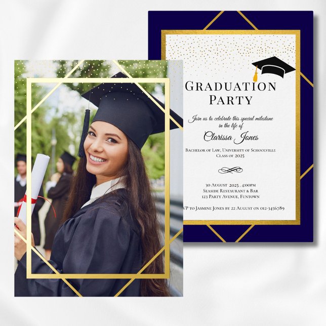 Fiesta de Graduación Invitación a la foto, oro (Subido por el creador)
