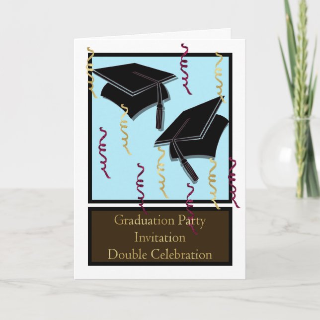 Fiesta de graduación Invitación para gemelos (Anverso)