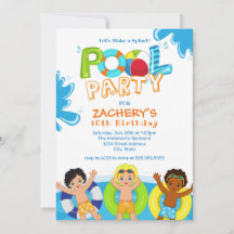 Fiesta de grupo de niños Invitación a cumplir 10 a