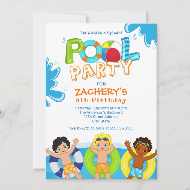 Fiesta de grupo de niños Invitación de cumpleaños  (Anverso)