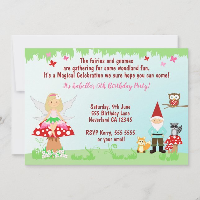 Fiesta de Hadas y Gnomos en el Bosque | INVITACIÓN (Anverso)