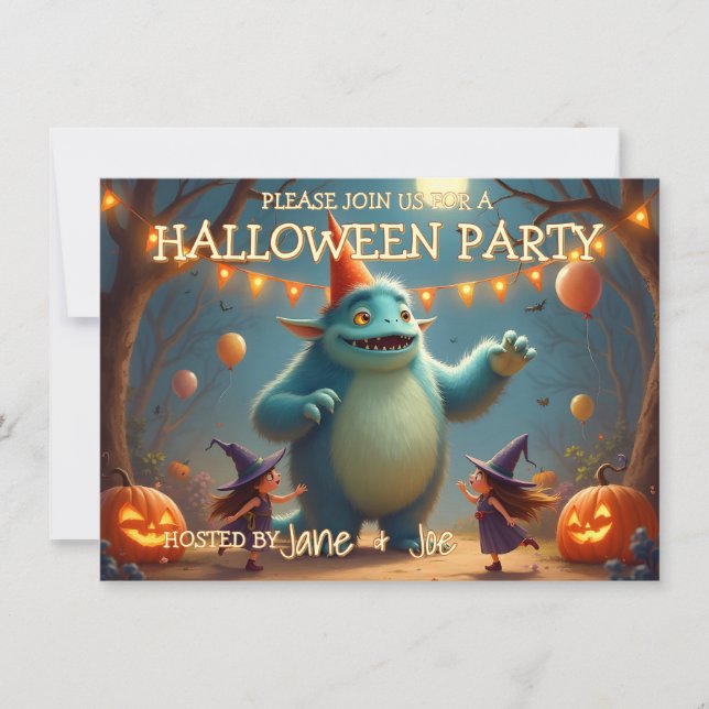Fiesta de Halloween de Monstruo Feliz para Niños (Anverso)