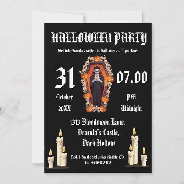 Fiesta de halloween de vampiros - Tarjeta de invit (Anverso)