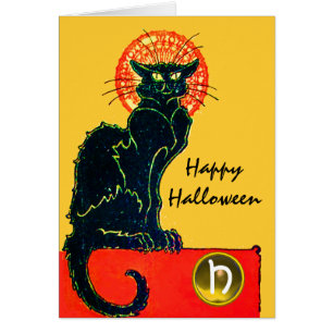 FIESTA DE HALLOWEEN DEL GATO NEGRO CON MONOGRAMA