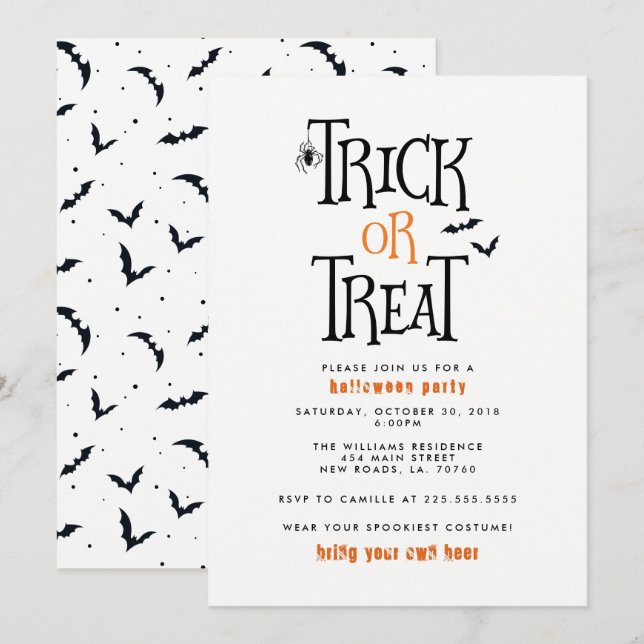 Fiesta de Halloween del truco o de la invitación (Anverso / Reverso)