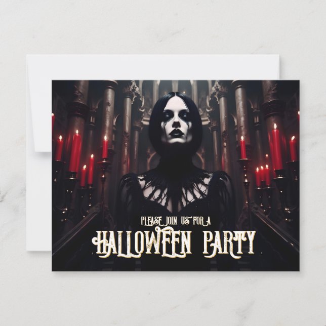Fiesta de Halloween - Invitación gótica oscura (Anverso)