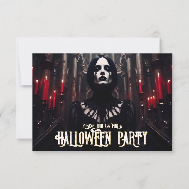 Fiesta de Halloween – Invitación Gótica Oscura (Anverso)