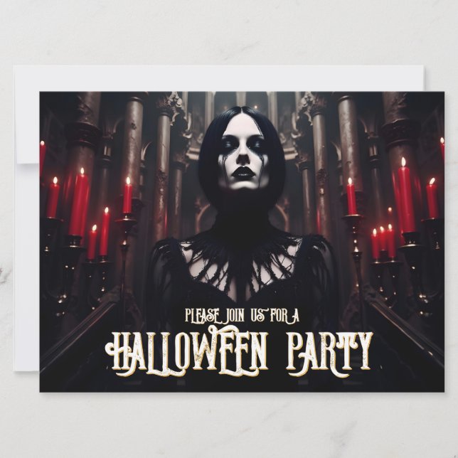 Fiesta de Halloween - Invitación gótica oscura (Anverso)