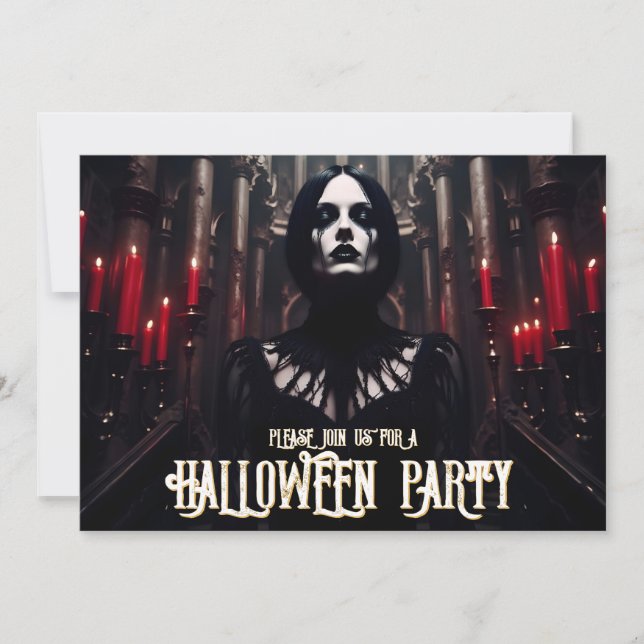 Fiesta de Halloween - Invitación gótica oscura (Anverso)