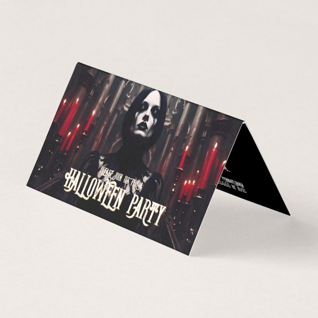 Fiesta de Halloween – Invitación oscura gótica (Anverso)
