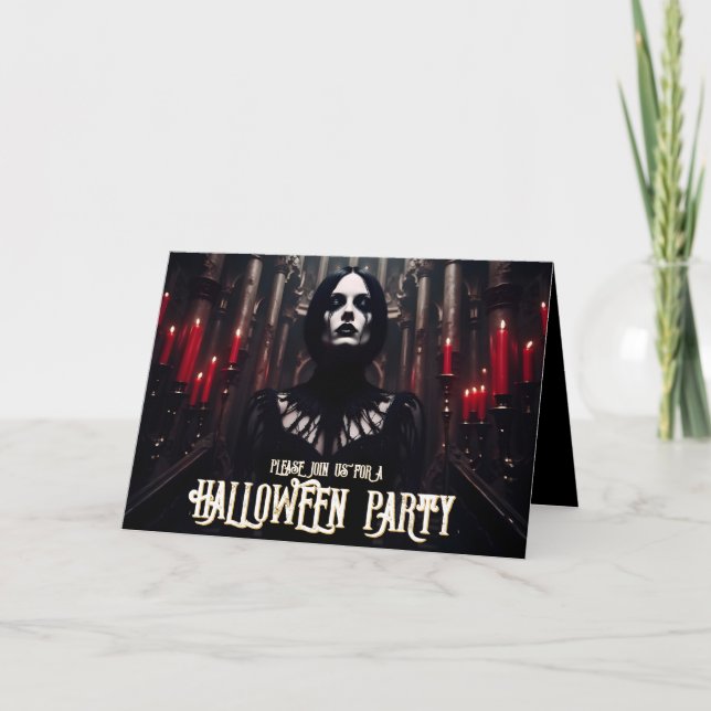 Fiesta de Halloween – Invitación Oscura Gótica (Anverso)