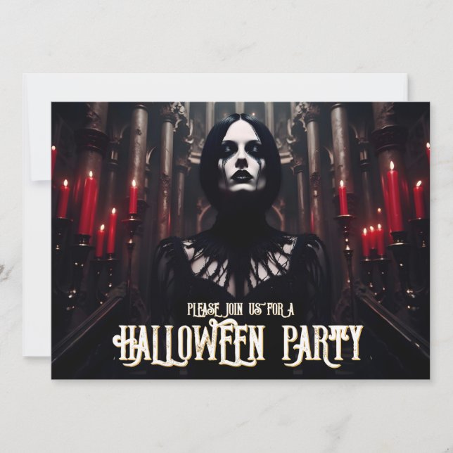 Fiesta de Halloween – Invitación oscura gótica (Anverso)