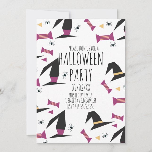 Fiesta de Halloween Sombrero de Bruja Araña Dulces (Anverso)