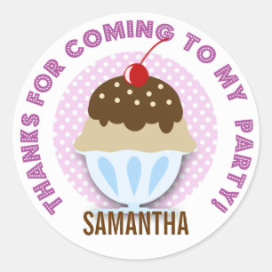 Fiesta De Helado Personalizado Gracias Pegatinas