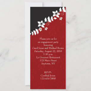 Fiesta de invitación a compromiso negro rojo