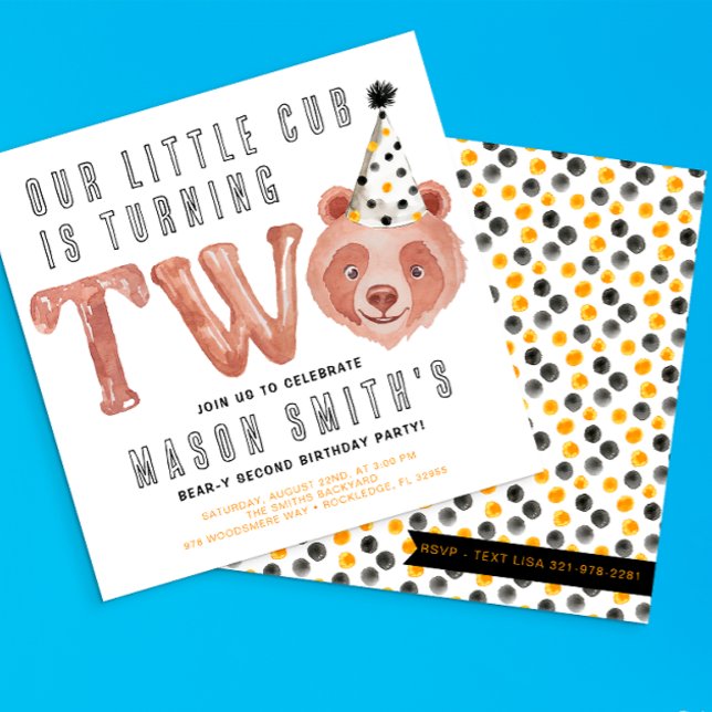 Fiesta de Invitación a Cumpleaños de Dos Osos Anim (Bear-y Cute Birthday Party Invite)