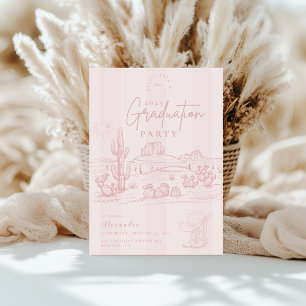 Fiesta de invitación a graduación de vaca rosa de