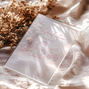 Fiesta de invitación a graduación de vaca rosa de