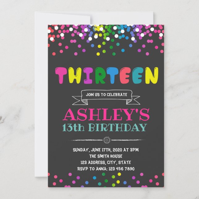 fiesta de invitación de 13 años (Anverso)