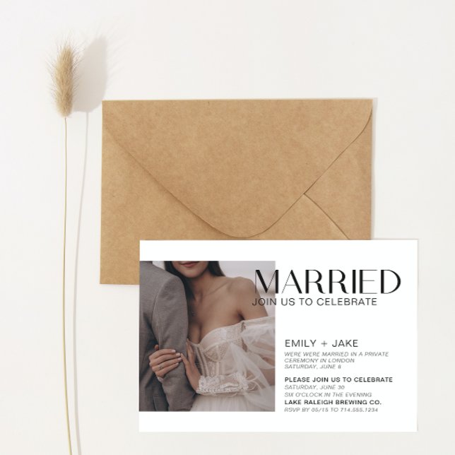 Fiesta de Invitación de 3 Bodas fotográficos moder (Wedded Bliss! Join Our Post-Wedding Bash 🥂🎉 [Customize Here])