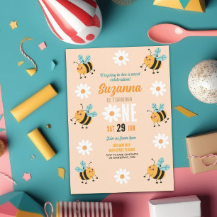 Fiesta de invitación de cumpleaños Bee Flor Daisy 