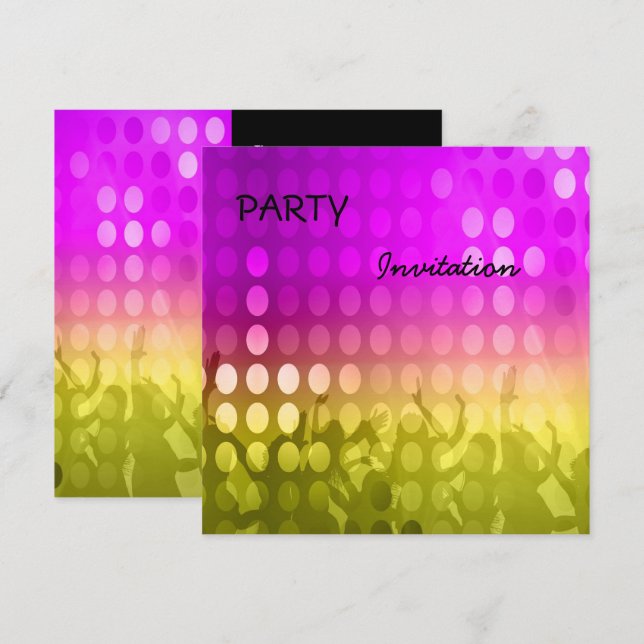 Fiesta de invitación Rave rosa (Anverso / Reverso)