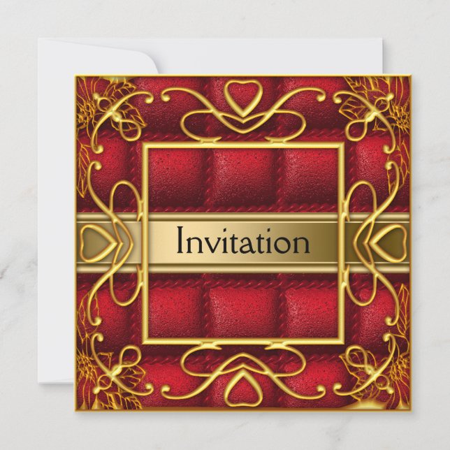 Fiesta de Invitación Roja Dorada para Cualquier Fi (Anverso)