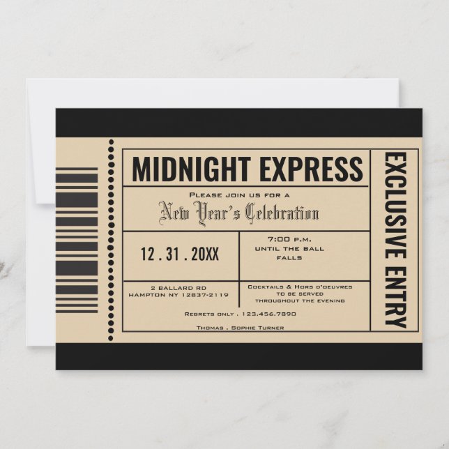 Fiesta de invitaciones a boletos de Año Nuevo (Anverso)