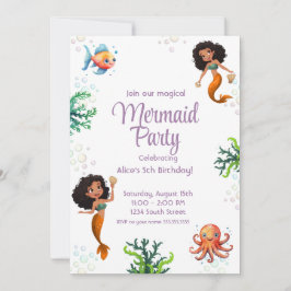 Fiesta de invitaciones a cumpleaños negro de Siren