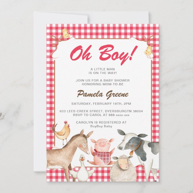 Fiesta de invitaciones de Baby Shower para animale (Anverso)