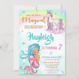 Fiesta de invitaciones de cumpleaños de Mermaid y 