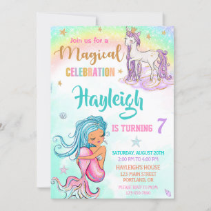 Fiesta de invitaciones de cumpleaños de Mermaid y