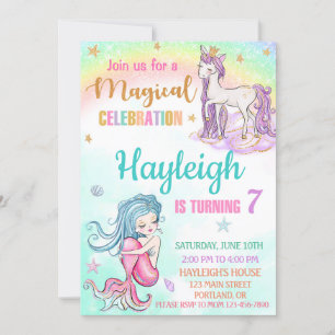 Fiesta de invitaciones de cumpleaños de Mermaid y