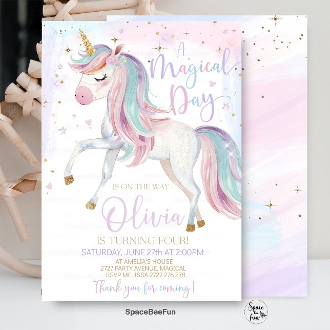 Fiesta de invitaciones de Cumpleaños de Unicornio: (Unicorn Birthday,Invitation Party,Unicorn Invite,Magical Rainbow,Invite Girls,Birthday Party,Unicorn)