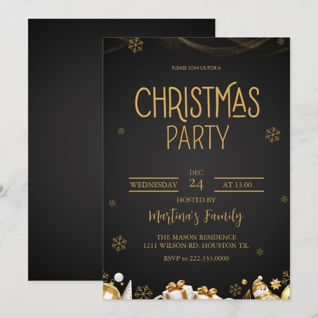 Fiesta de invitaciones para fiestas de navidades (Anverso / Reverso)