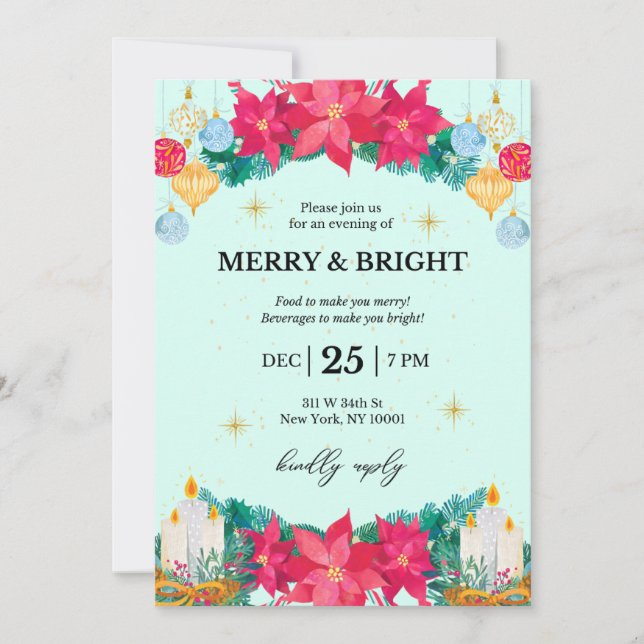 Fiesta de invitaciones para fiestas de navidades (Anverso)