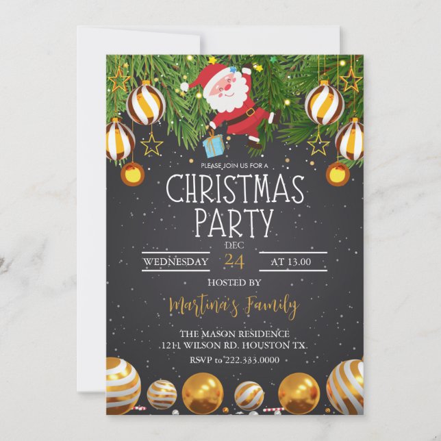 Fiesta de invitaciones para fiestas de navidades (Anverso)