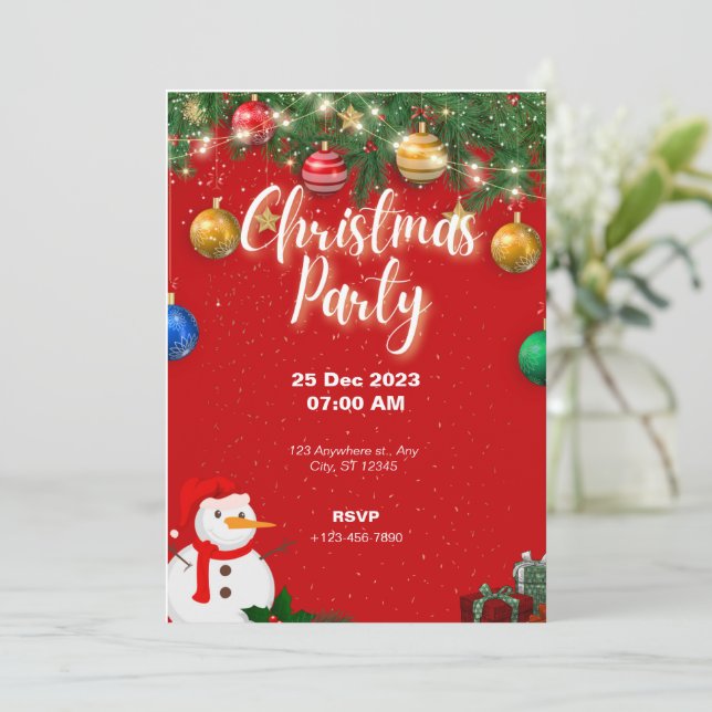 Fiesta de invitaciones para fiestas de navidades (Anverso de pie)
