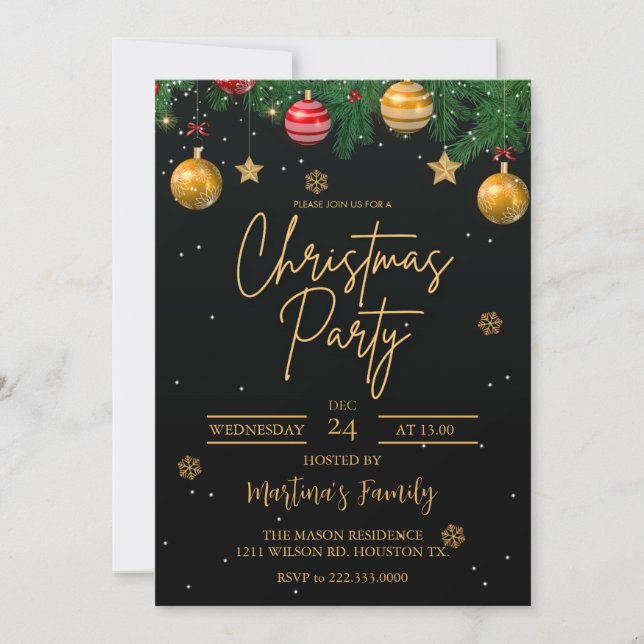 Fiesta de invitaciones para fiestas de navidades (Anverso)