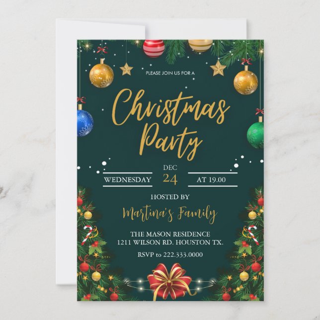 Fiesta de invitaciones para fiestas de navidades (Anverso)
