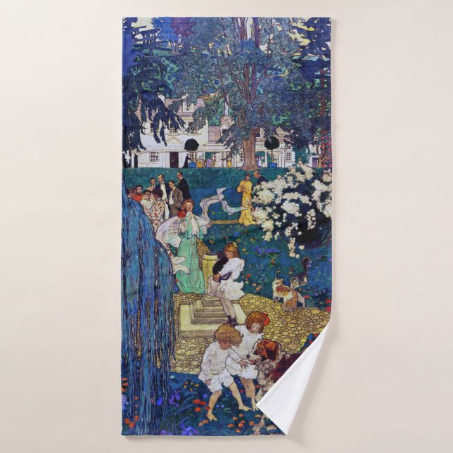 Fiesta de jardín con perro y gato, Jessie Willcox  (Toalla de baño)