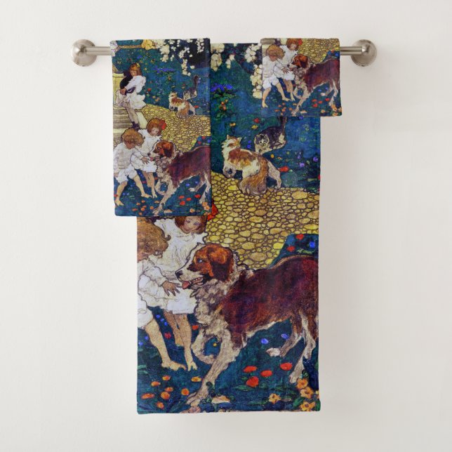 Fiesta de jardín con perro y gato, Jessie Willcox  (In situ)