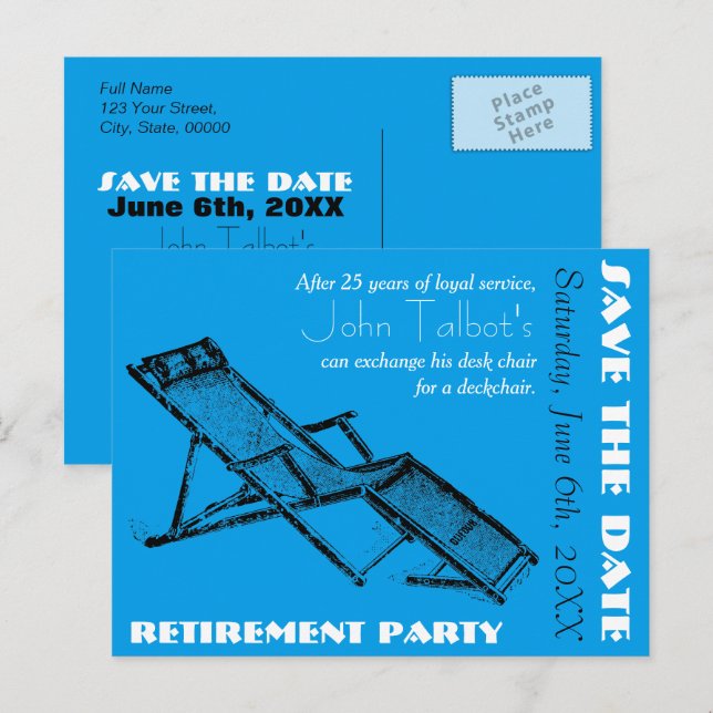 Fiesta de Jubilación de la tumbona Guardar postal  (Anverso / Reverso)