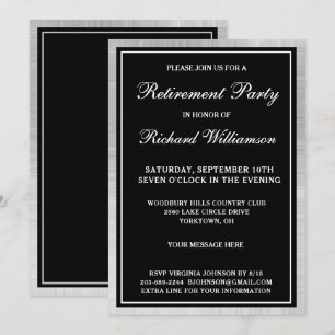Fiesta de Jubilación Elegante Invitación de Plata 