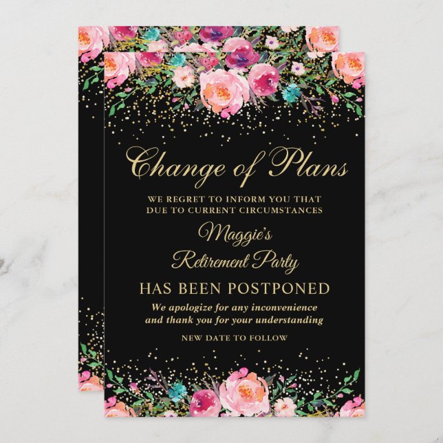 Fiesta de Jubilación Floral de Invitación Pospuest (Anverso / Reverso)