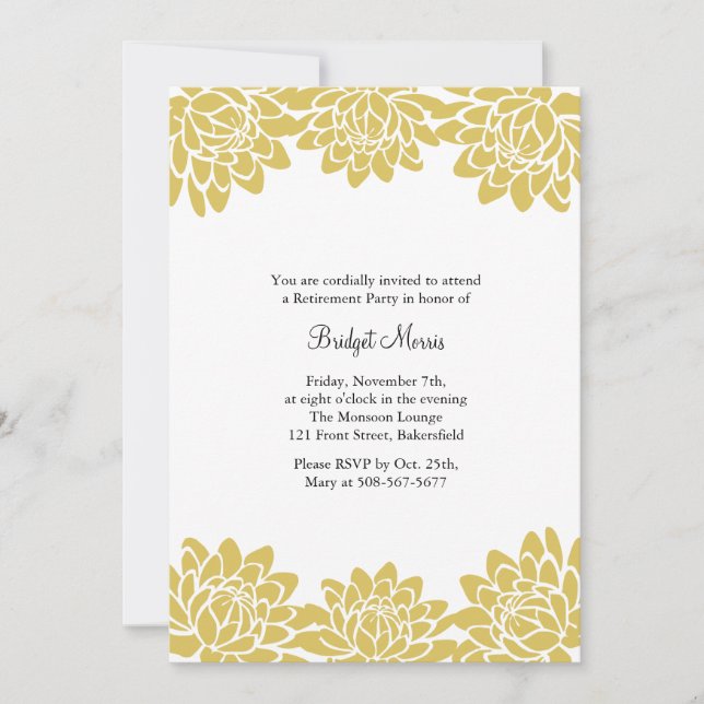 Fiesta de Jubilación Invitación amarillo-moderno y (Anverso)